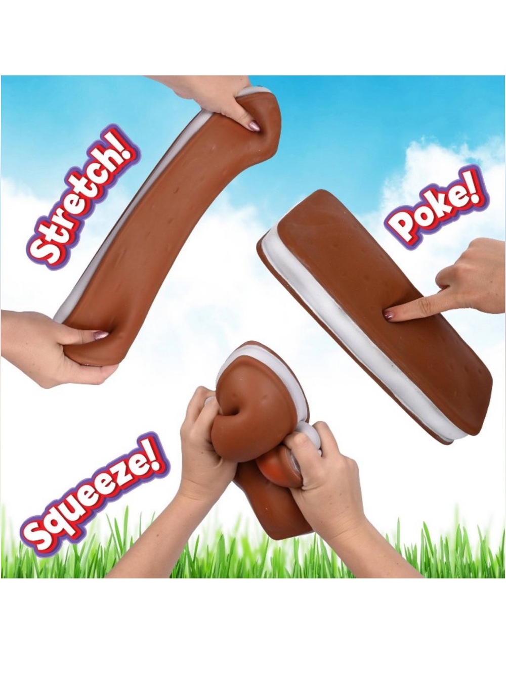 JUMBO SQUISHY Ice Cream Sandwich Sunny Days Squeezy Fidget Toy